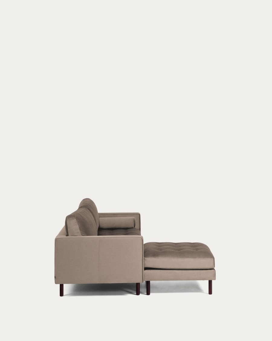 Debra 3 seater sofa with footrest in taupe velvet, 222 cm