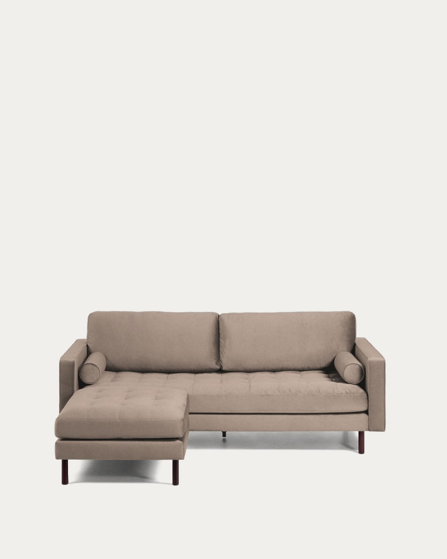Debra 3 seater sofa with footrest in taupe velvet, 222 cm