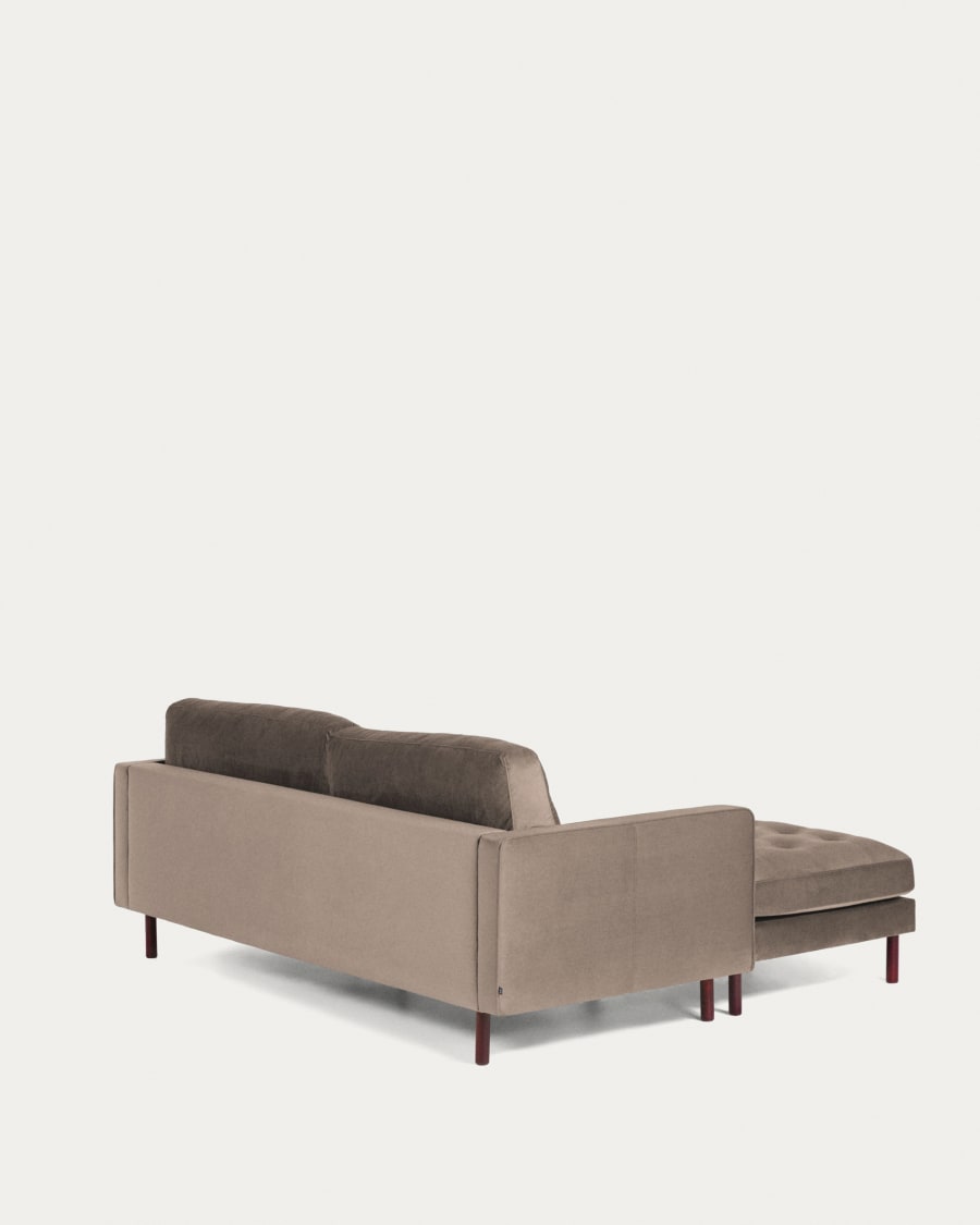 Debra 3 seater sofa with footrest in taupe velvet, 222 cm