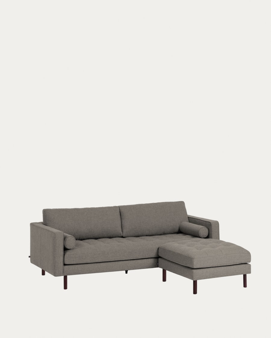 Debra 3 seater sofa with footrest in light grey, 222 cm