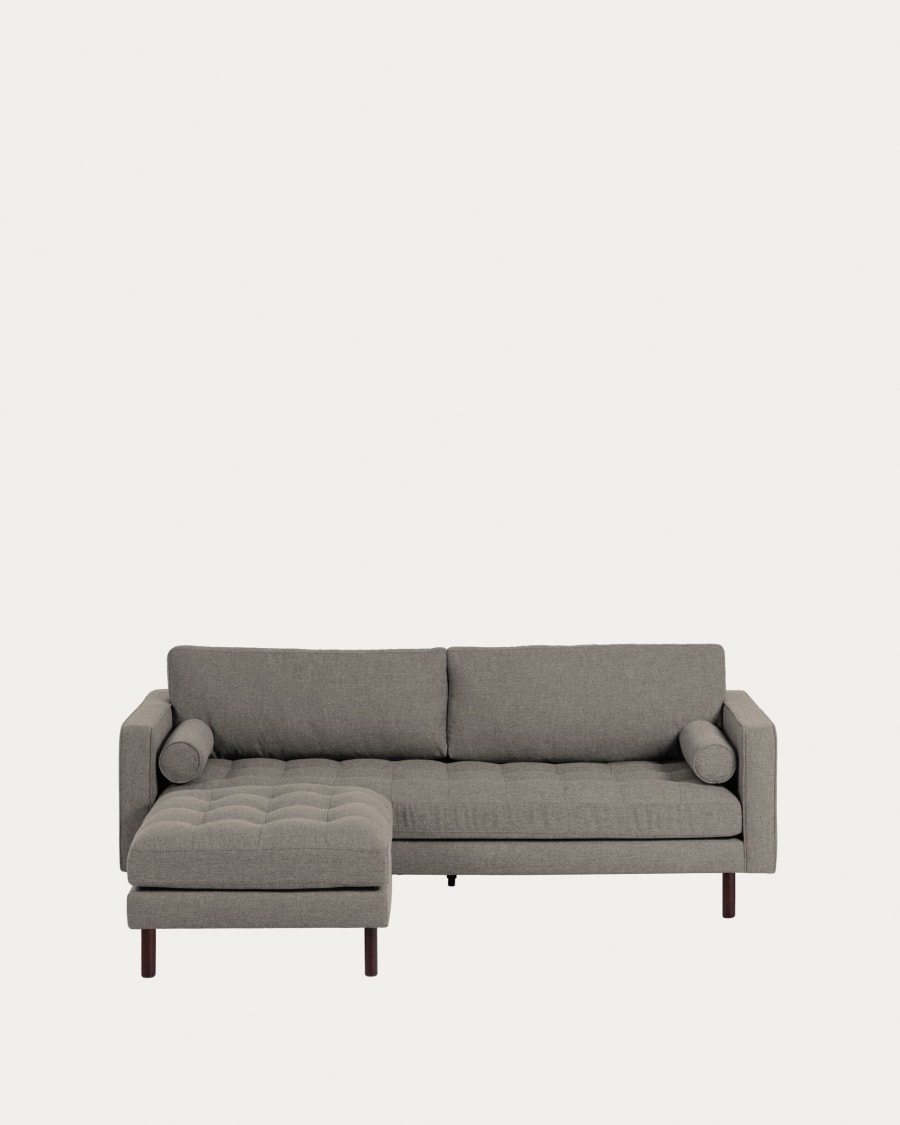 Debra 3 seater sofa with footrest in light grey, 222 cm
