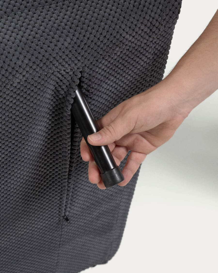 2θ καναπές-κρεβάτι Keren, σκούρο γκρι κοτλέ, 106εκ