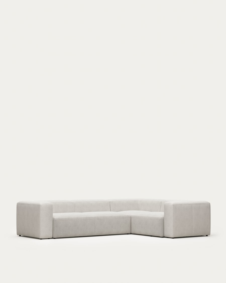 Blok 4 seater corner sofa in white fleece, 320 x 230 cm / 230 x 320 cm FR