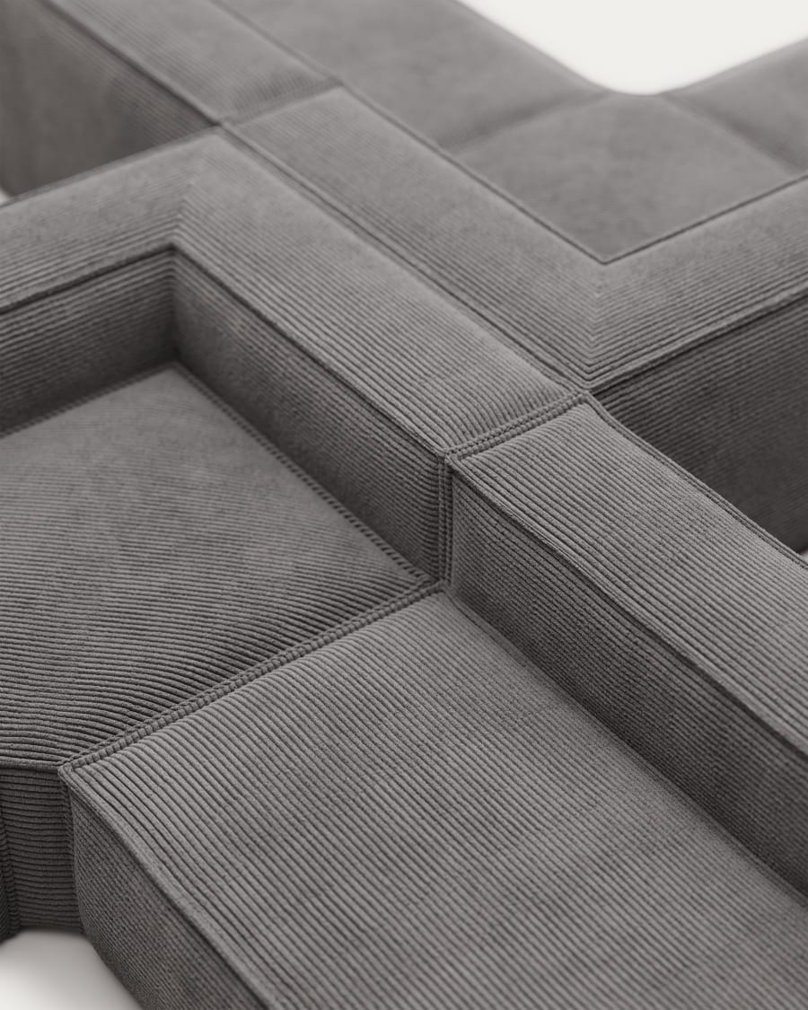 Blok 6 seater corner sofa in grey wide seam corduroy, 320 x 320 cm FSC Mix Credit