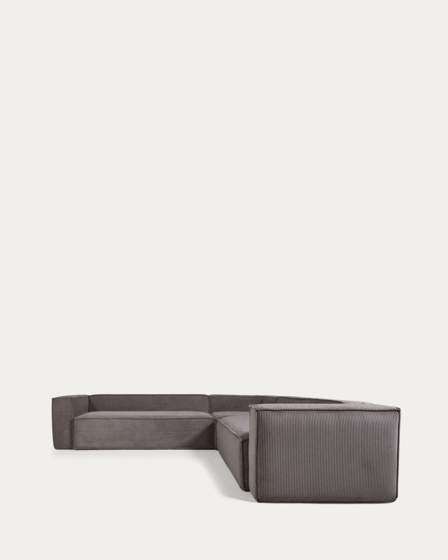 Blok 6 seater corner sofa in grey wide seam corduroy, 320 x 320 cm FSC Mix Credit
