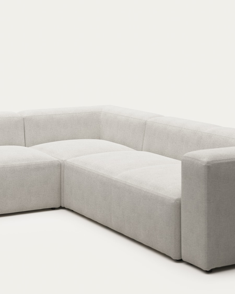 Blok 5 seater corner sofa in white fleece, 320 x 290 cm / 290 x 320 cm FR