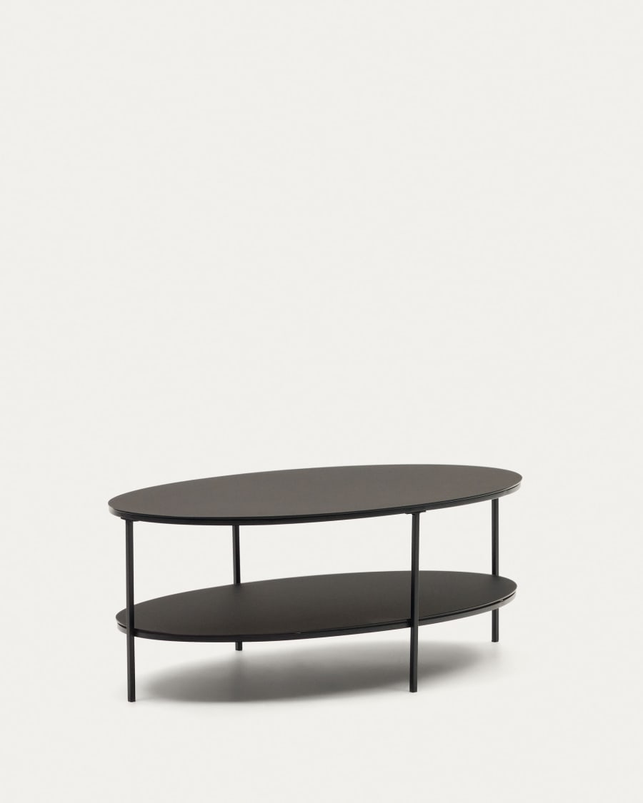 Fideia Couchtisch aus getempertem Glas und Metall mit Finish in Glänzend Schwarz Ø 110 cm