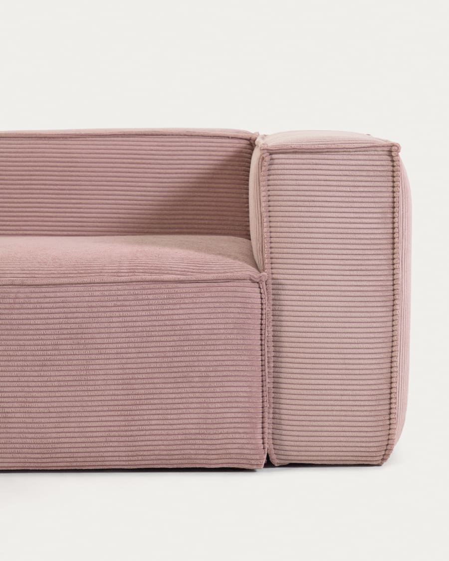 Blok 5 seater corner sofa in pink wide seam corduroy, 320 x 290 / 290 x 320 cm