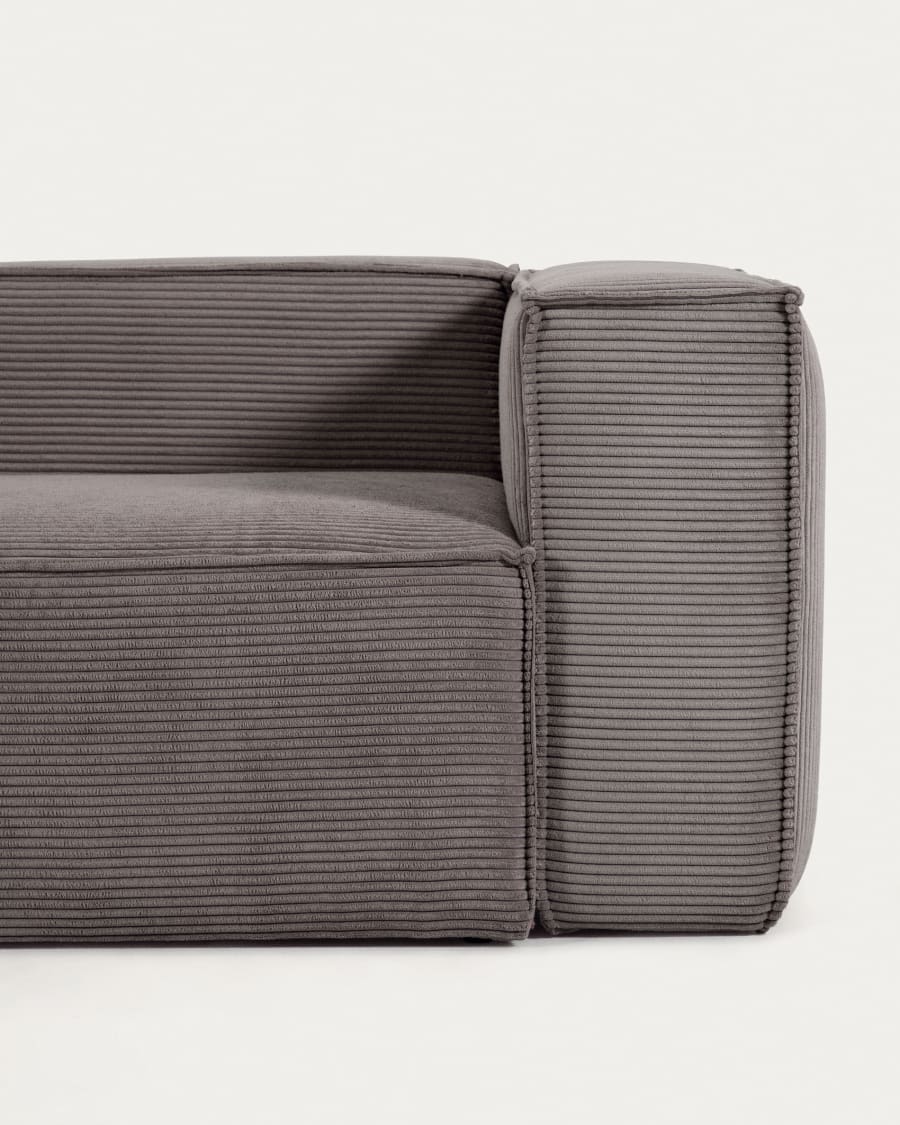 Blok 4 seater corner sofa in grey wide seam corduroy, 290 x 290 cm
