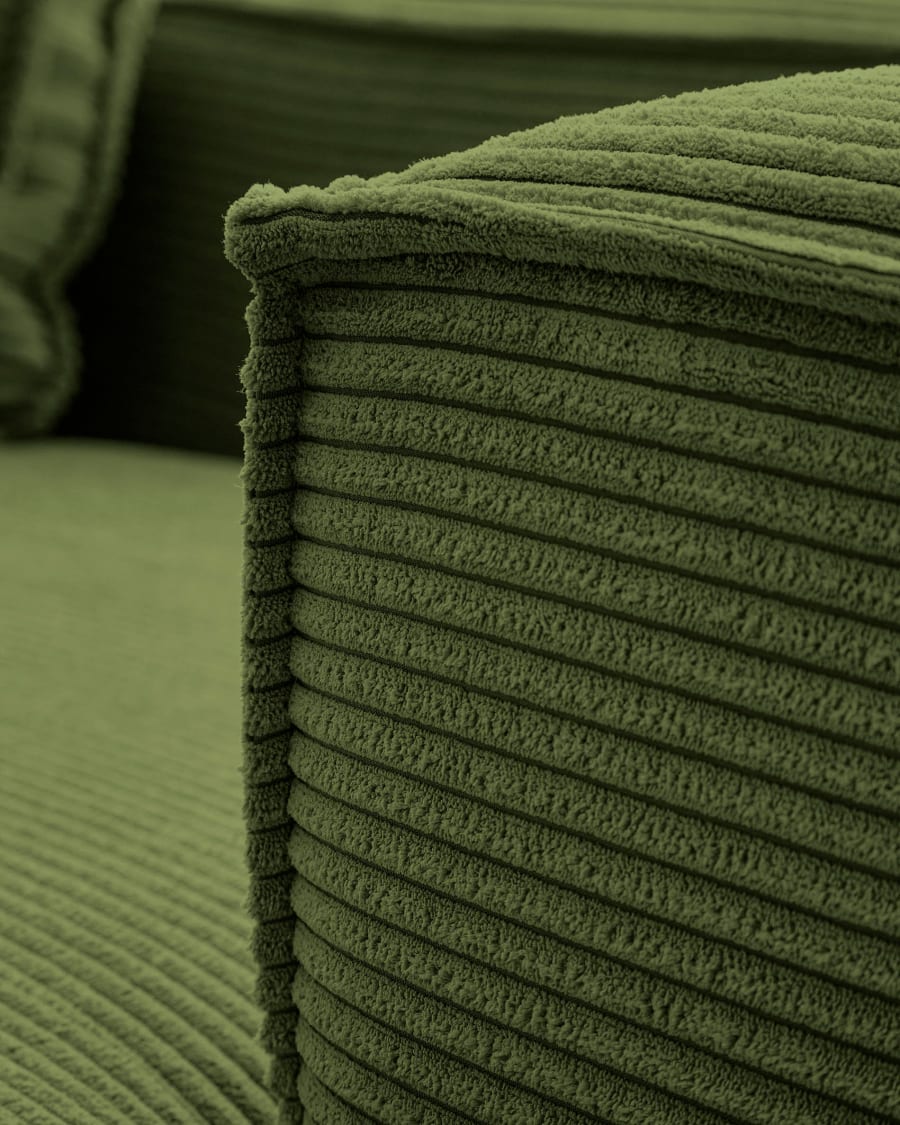 Blok 4 seater corner sofa in wide seam green corduroy, 290 x 290 cm FSC Mix Credit