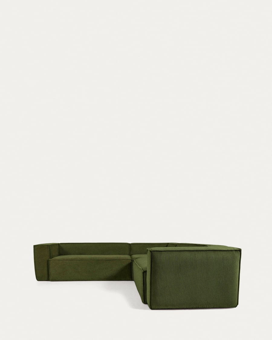 Blok 4 seater corner sofa in wide seam green corduroy, 290 x 290 cm FSC Mix Credit