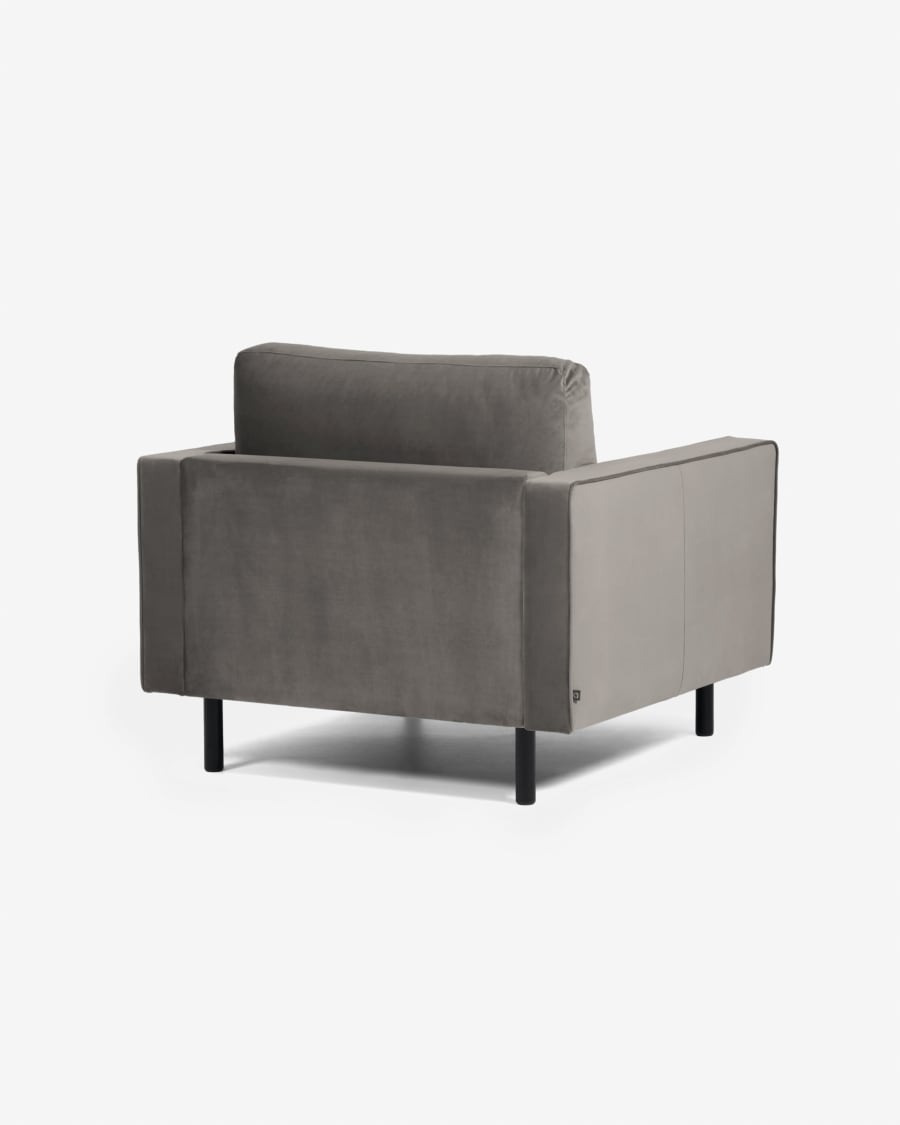 Debra armchair in grey velvet with beech wood legs