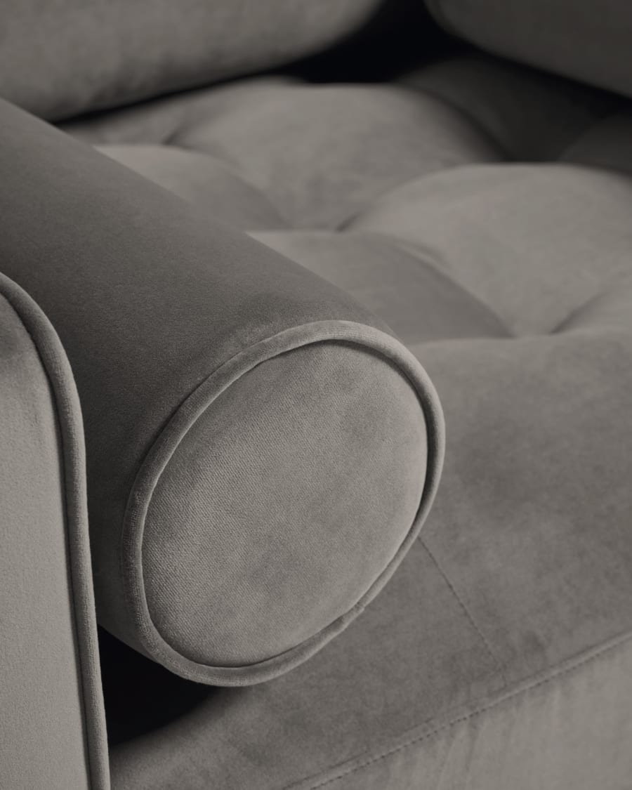 Debra armchair in grey velvet with beech wood legs