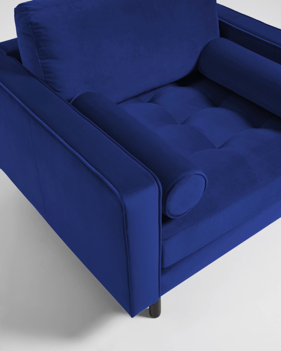 Debra blue velvet armchair