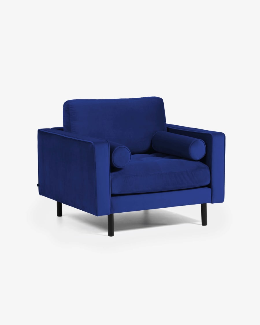 Debra blue velvet armchair