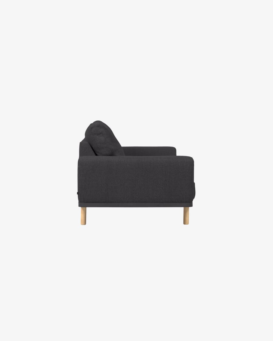 Noa 3 seater sofa in grey with natural finish legs, 230 cm