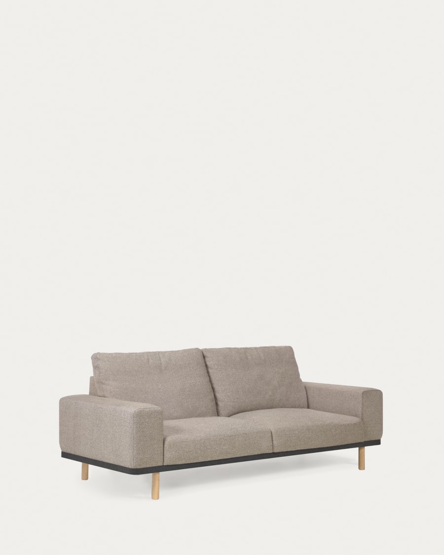 Noa 3 seater sofa in beige with natural finish legs, 230 cm