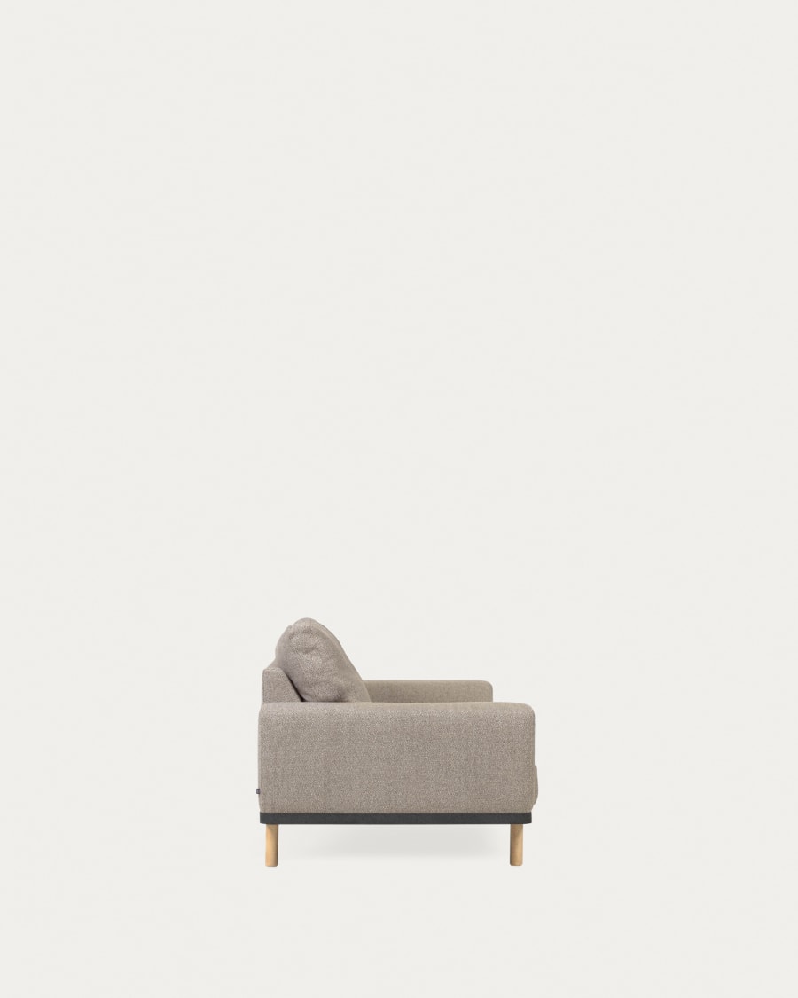 Noa 3 seater sofa in beige with natural finish legs, 230 cm