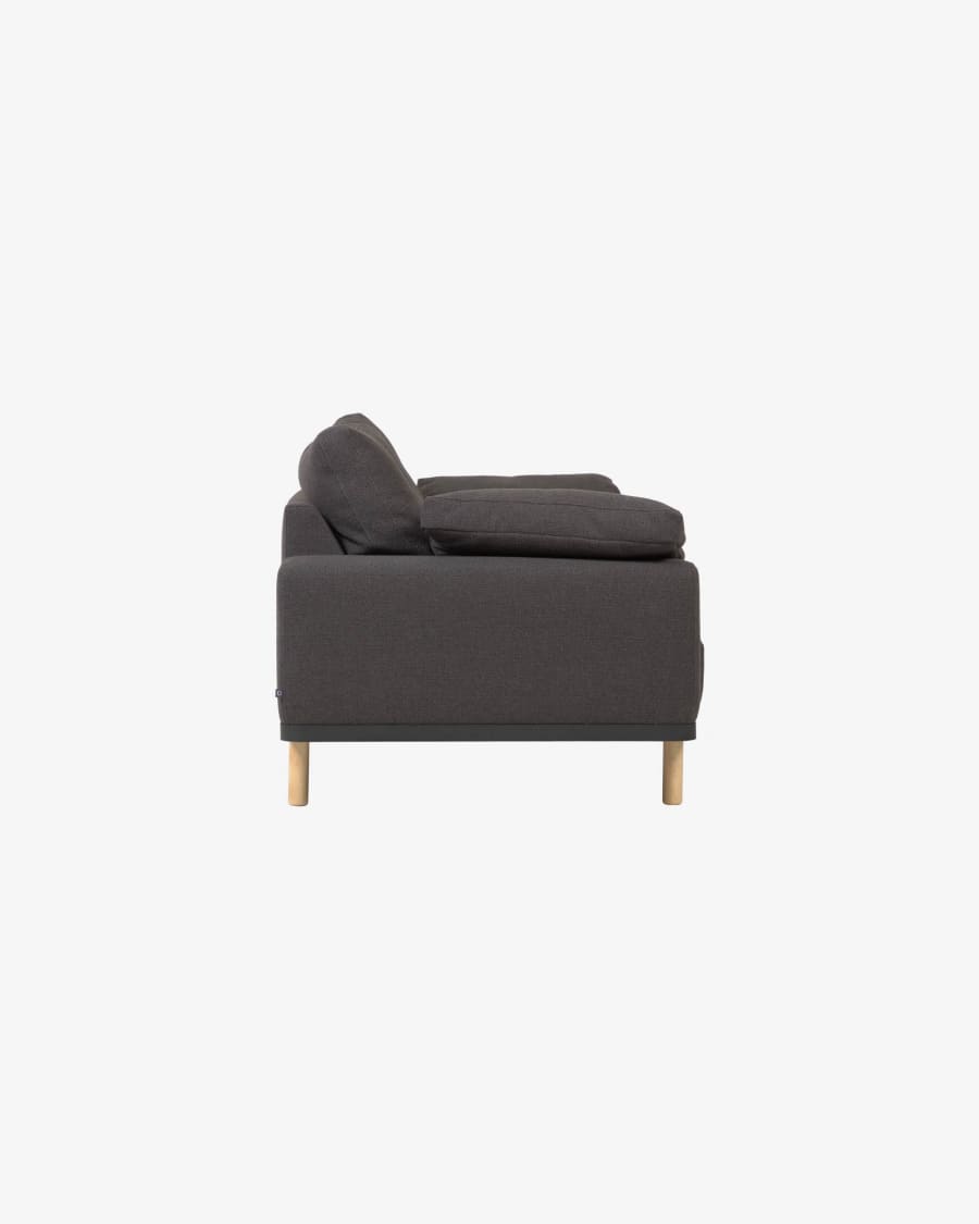 Noa 3 seater sofa with cushions in grey with natural finish legs, 230 cm