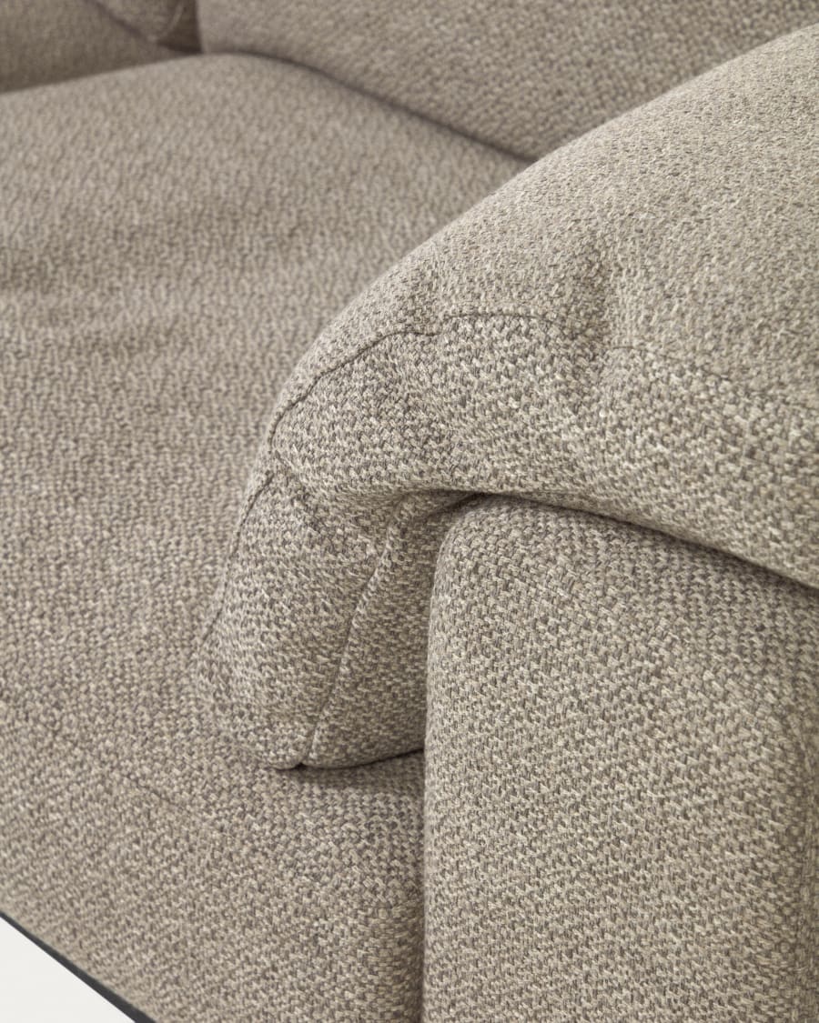 Noa 3 seater sofa with cushions in beige with natural finish legs, 230 cm
