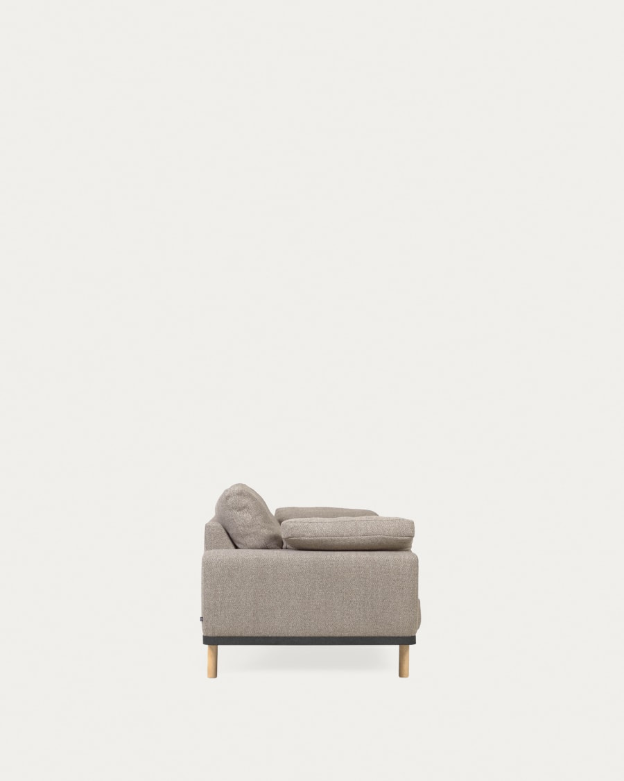 Noa 3 seater sofa with cushions in beige with natural finish legs, 230 cm