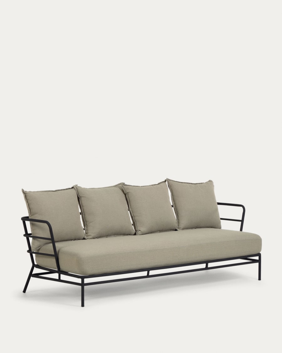 Mareluz 3 seater sofa in black steel, 197 cm