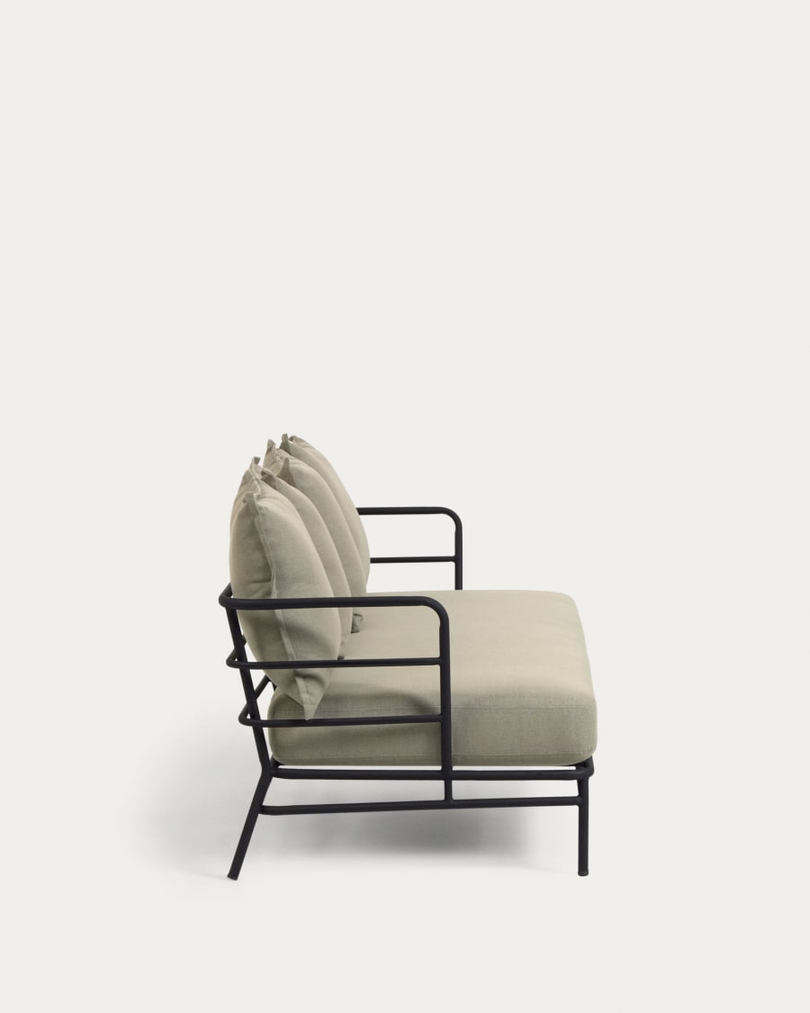 Mareluz 3 seater sofa in black steel, 197 cm