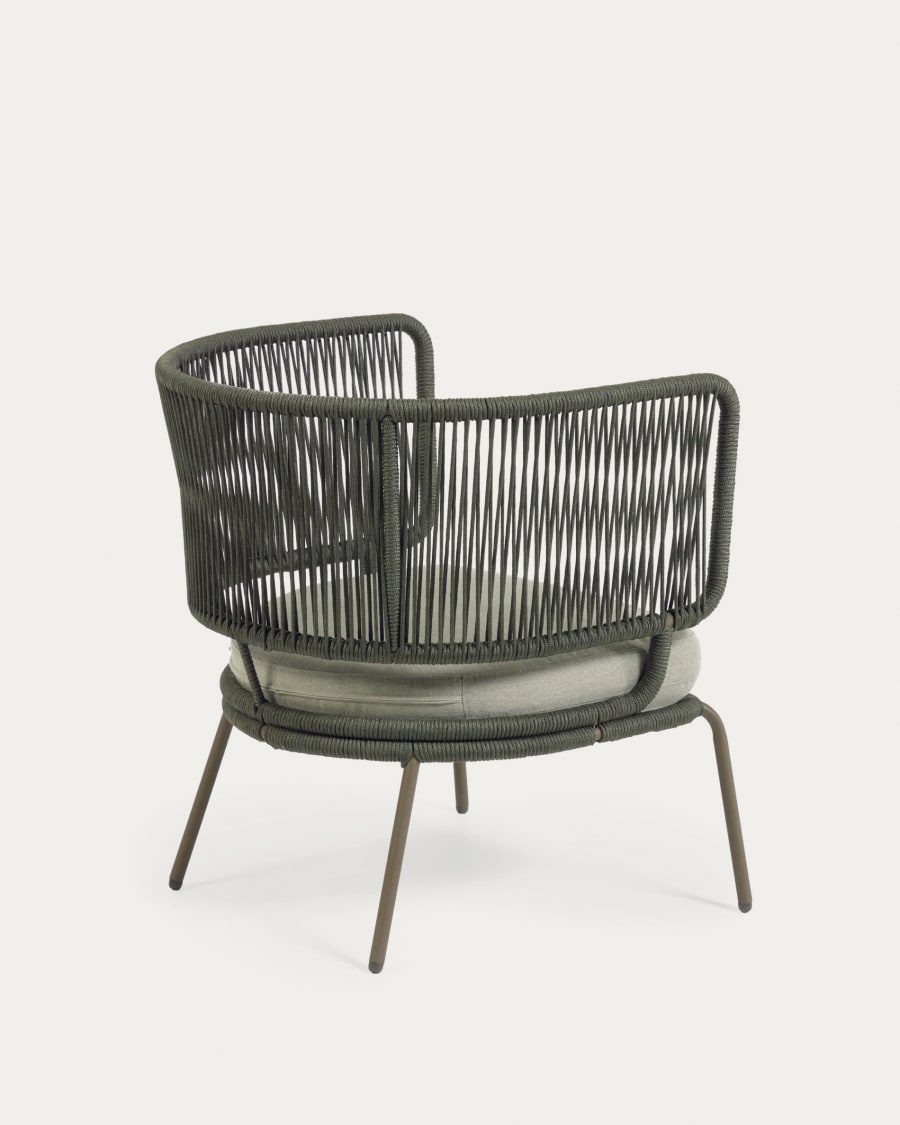 Nadin armchair in green cord with galvanised steel legs