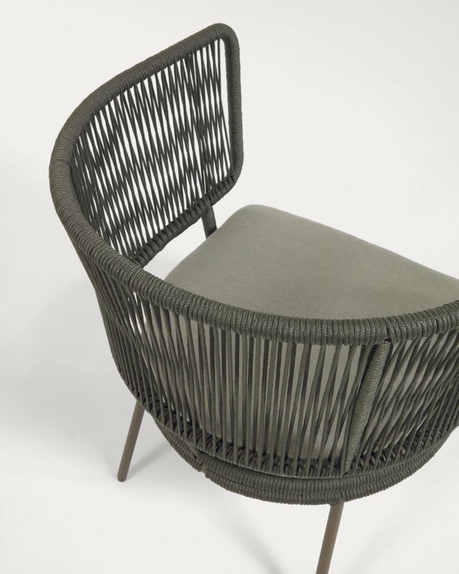 Nadin armchair in green cord with galvanised steel legs
