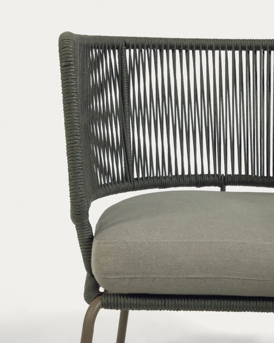 Nadin armchair in green cord with galvanised steel legs