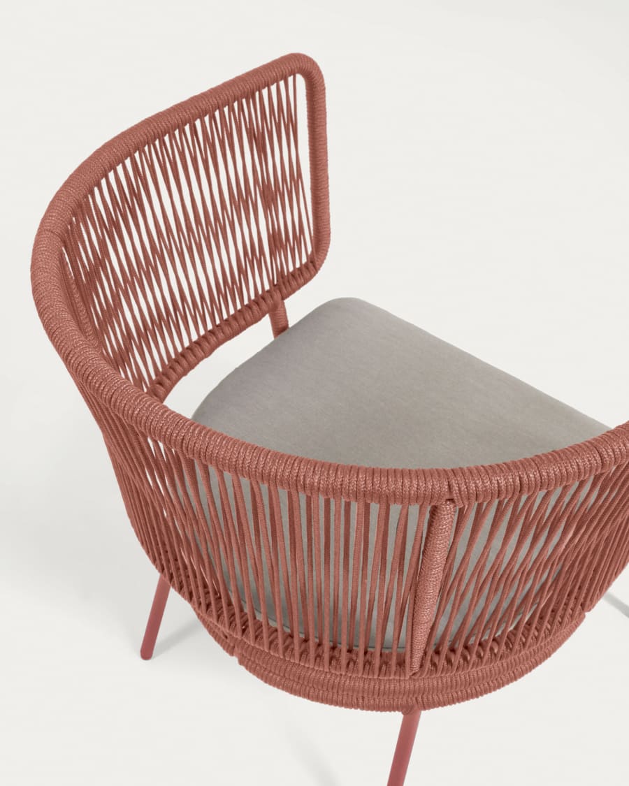 Nadin armchair in terracotta cord galvanised steel legs
