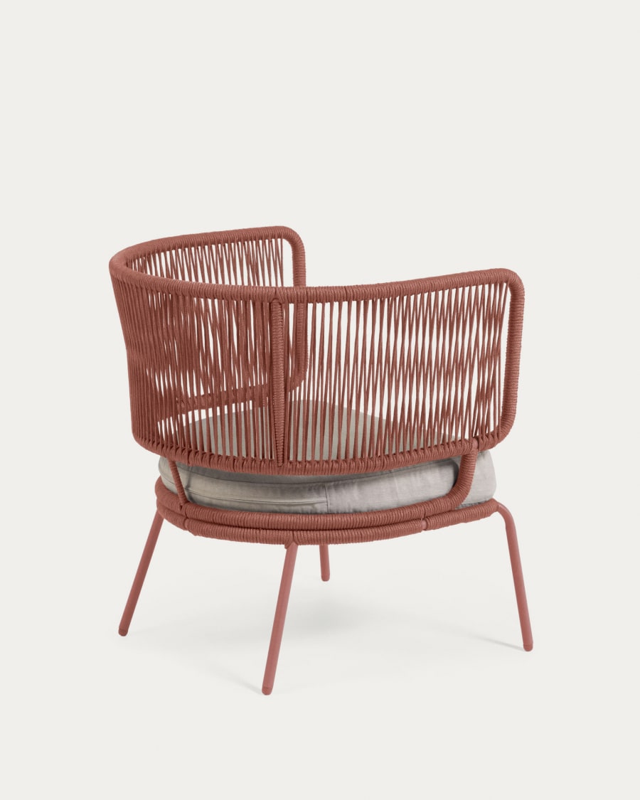 Nadin armchair in terracotta cord galvanised steel legs