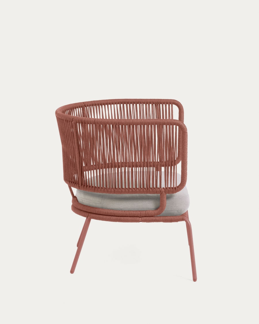 Nadin armchair in terracotta cord galvanised steel legs