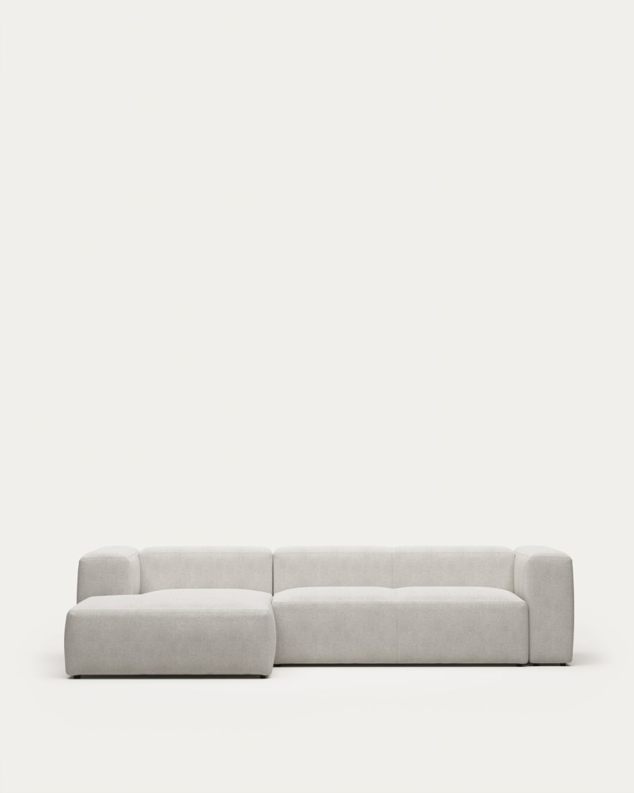 Blok 3 seater sofa with left side chaise longue in white fleece 300 cm FR Kave Home Italy