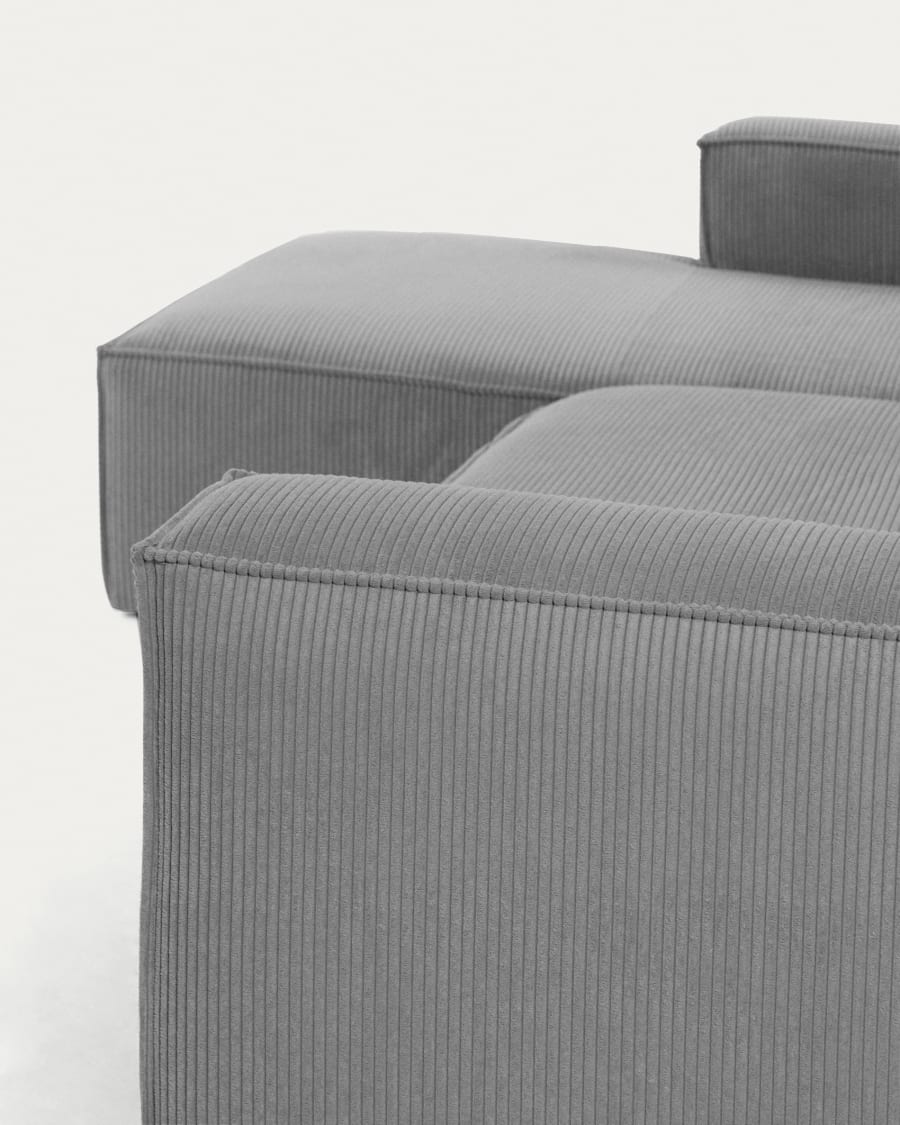 Blok 3 seater sofa with left side chaise longue in grey wide seam corduroy, 300 cm
