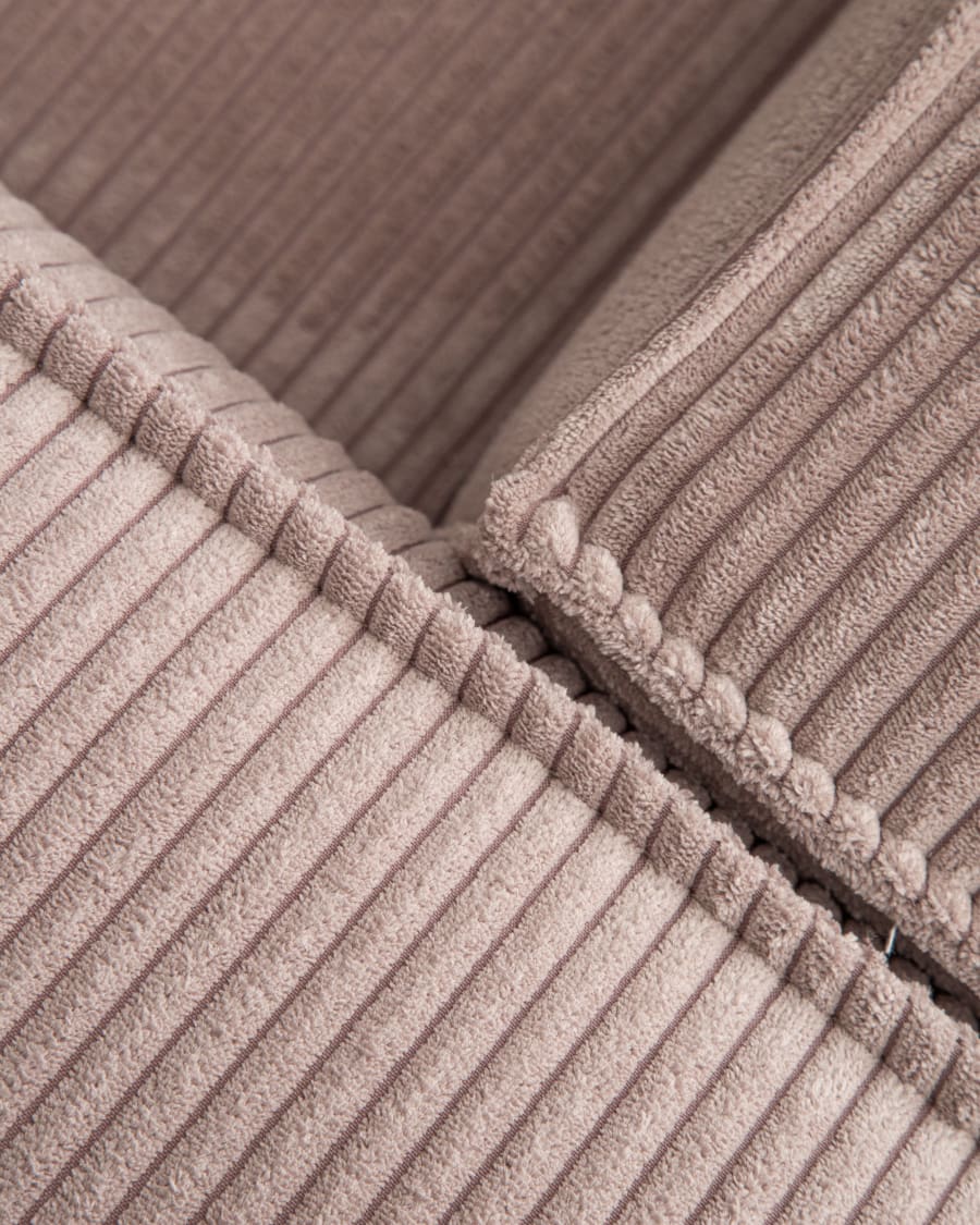 Blok 3 seater sofa with left side chaise longue in pink wide seam corduroy, 300 cm