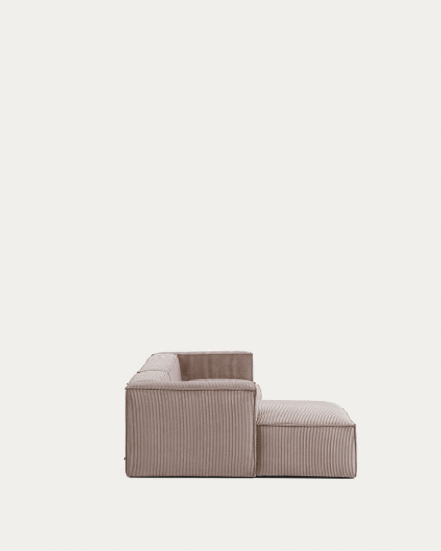 Blok 3 seater sofa with left side chaise longue in pink wide seam corduroy, 300 cm
