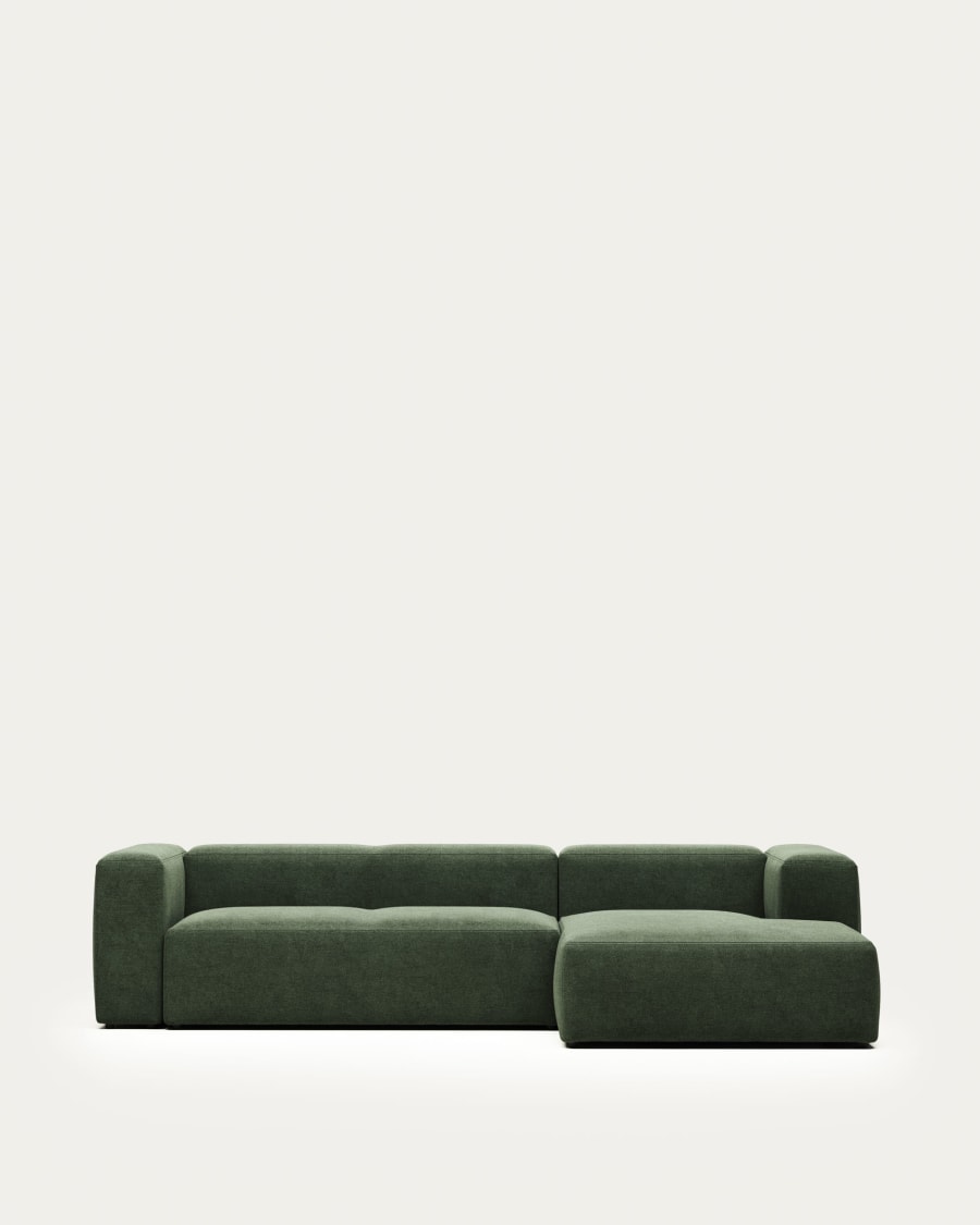 Blok 3 seater sofa with right side chaise longue in green, 300 cm FSC Mix Credit FR