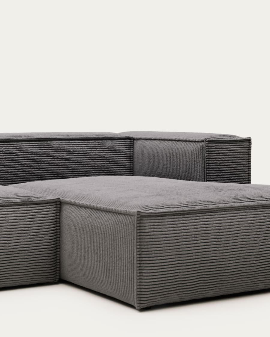 Blok 3 seater sofa with right side chaise longue in grey wide seam corduroy, 300 cm