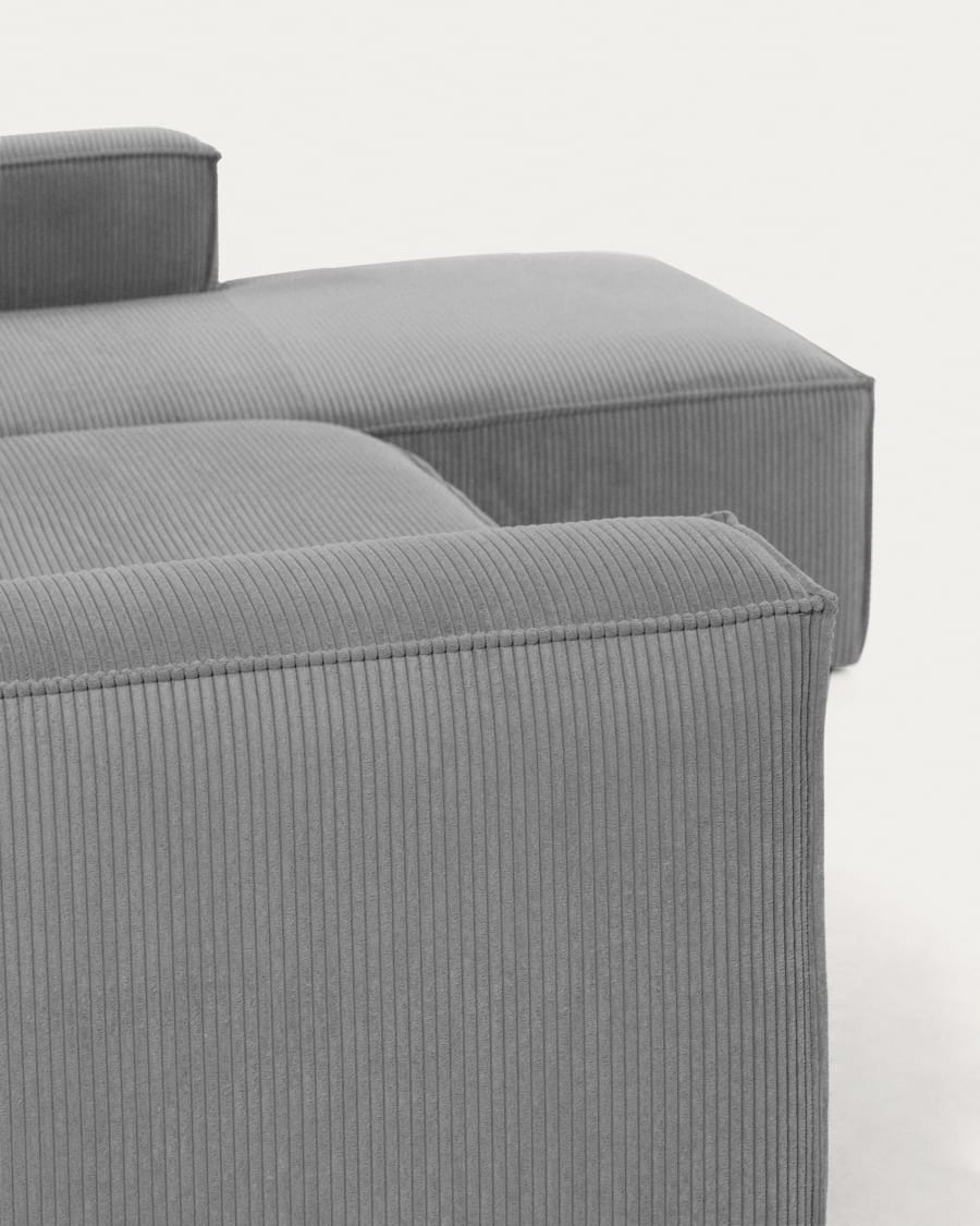 Blok 3 seater sofa with right side chaise longue in grey wide seam corduroy, 300 cm
