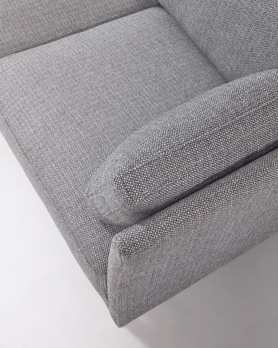 Gilma grey 3-seater sofa with left-hand chaise longue with legs in dark finish 260 cm