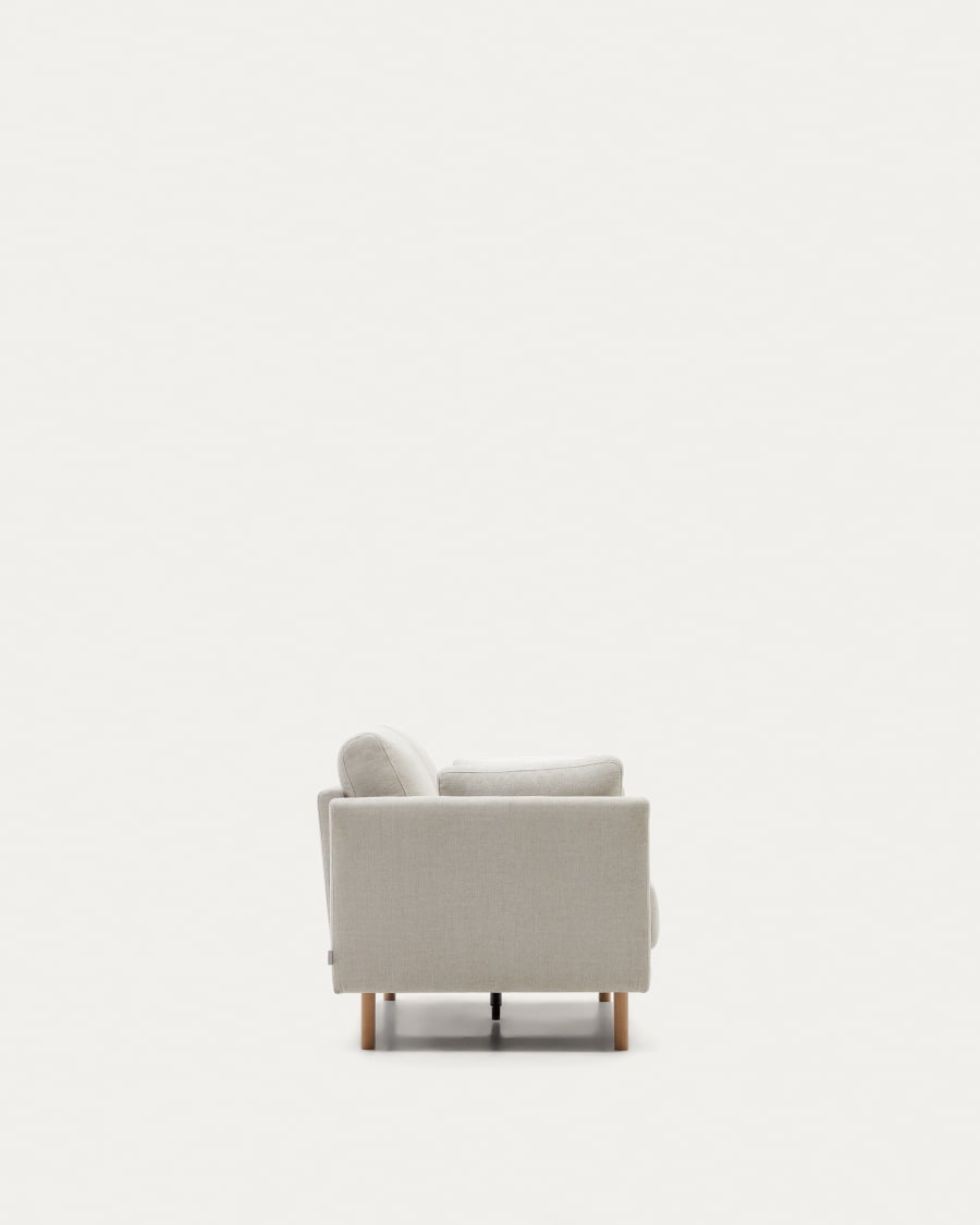 Gilma 2 seater sofa in chenille pearl with natural wood finish legs, 170 cm