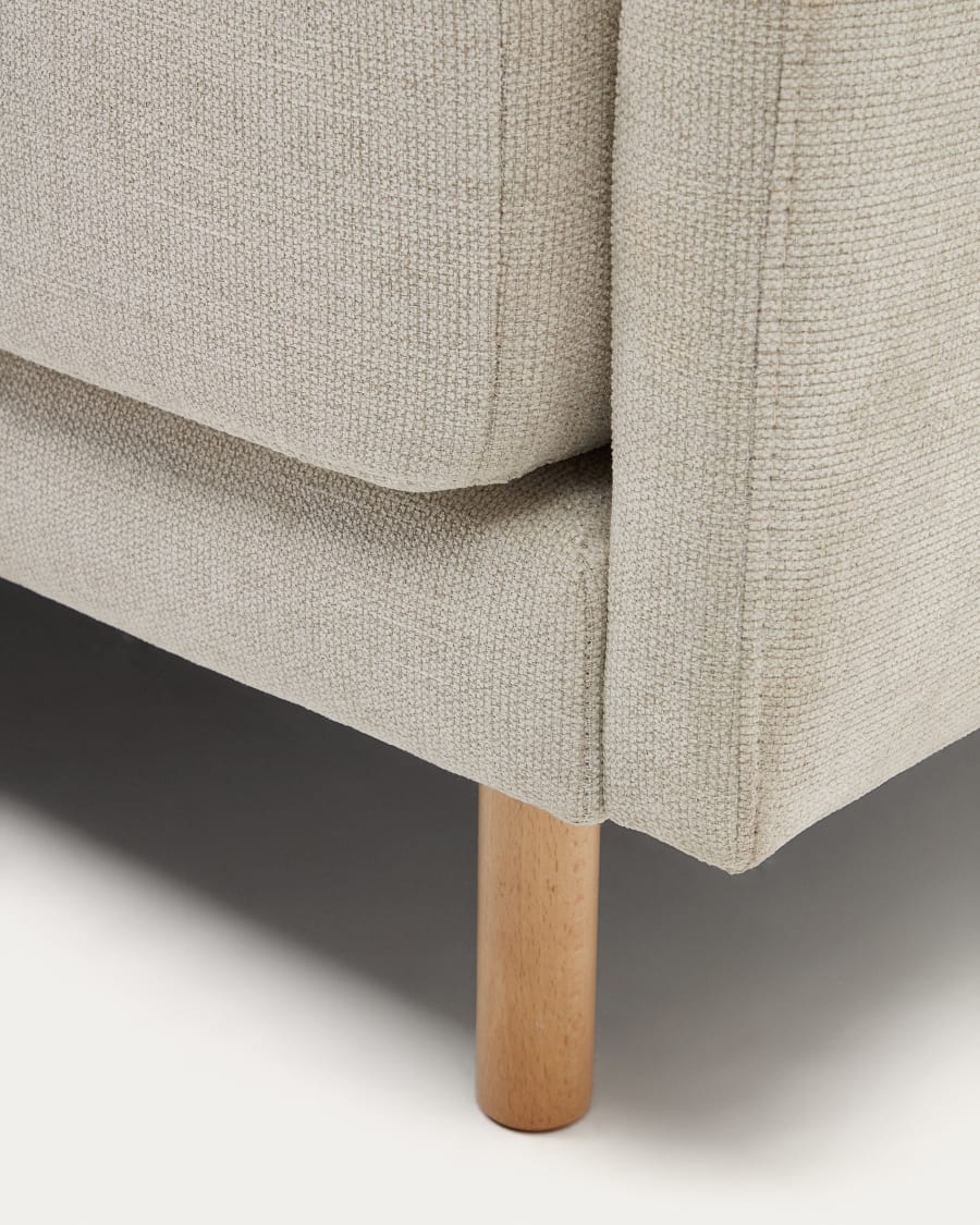 Gilma 2 seater sofa in chenille pearl with natural wood finish legs, 170 cm