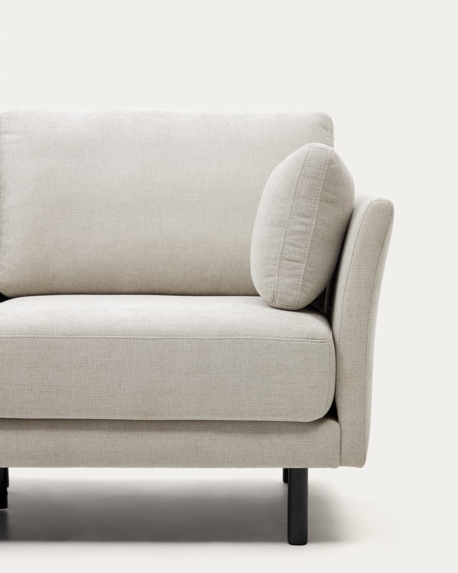 Gilma 2 seater sofa in chenille pearl with painted black finish legs, 170 cm