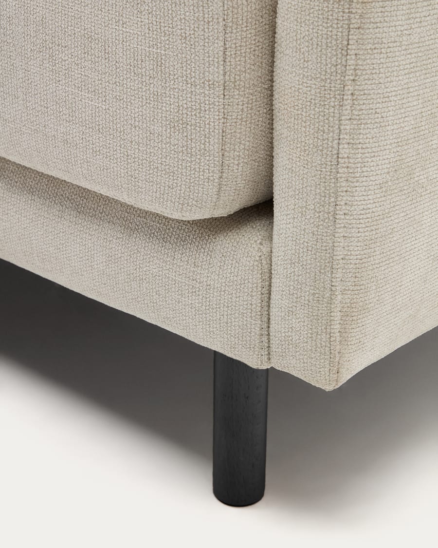 Gilma 2 seater sofa in chenille pearl with painted black finish legs, 170 cm