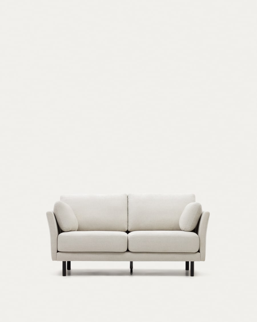 Gilma 2 seater sofa in chenille pearl with painted black finish legs, 170 cm