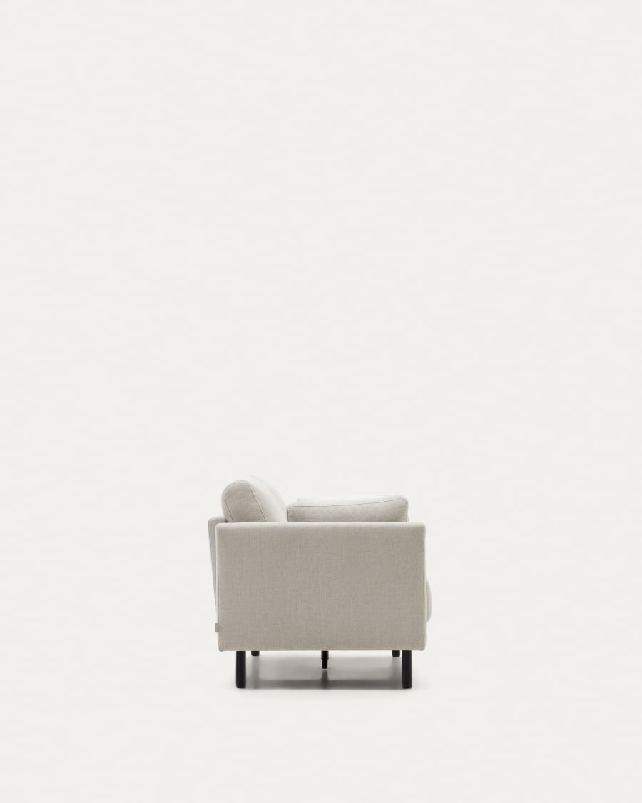 Gilma 2 seater sofa in chenille pearl with painted black finish legs, 170 cm