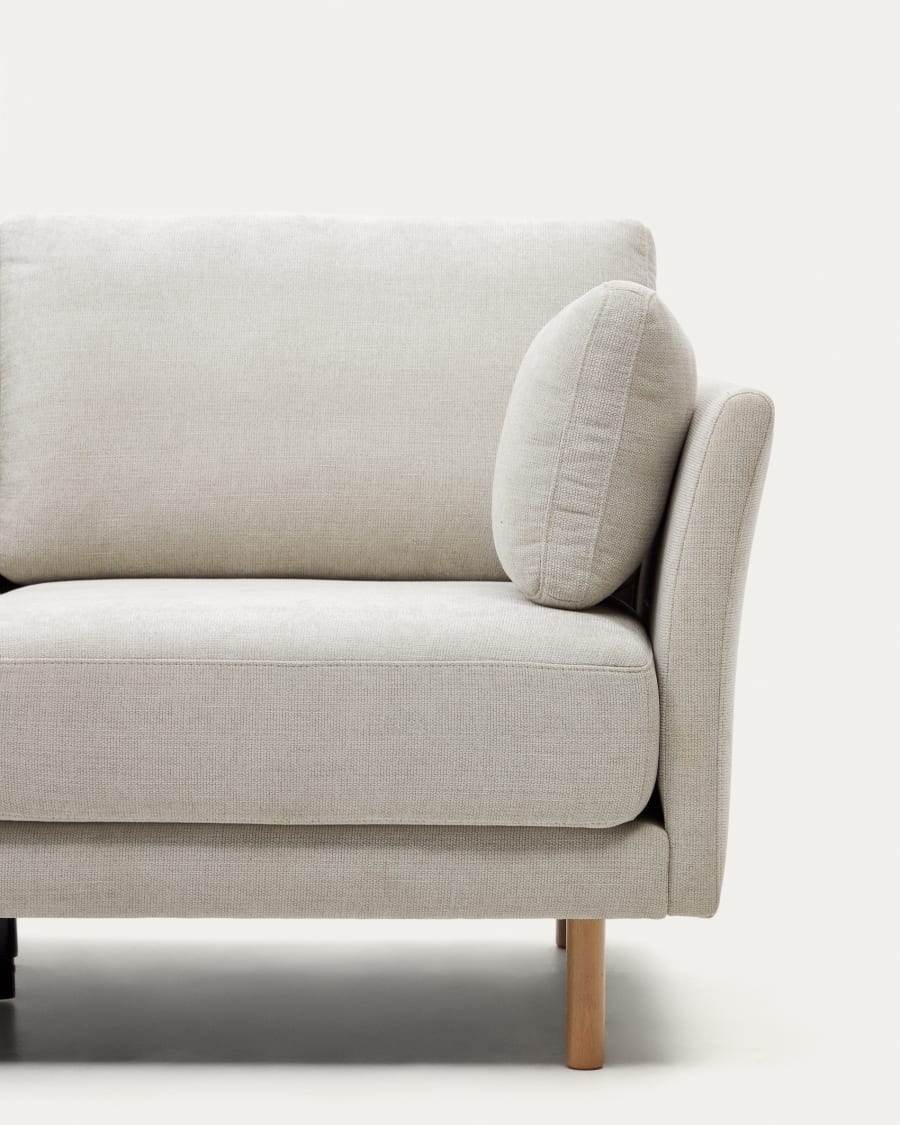 Gilma 3 seater sofa w/ right/left-hand chaise longue in chenille pearl, natural legs, 260 cm
