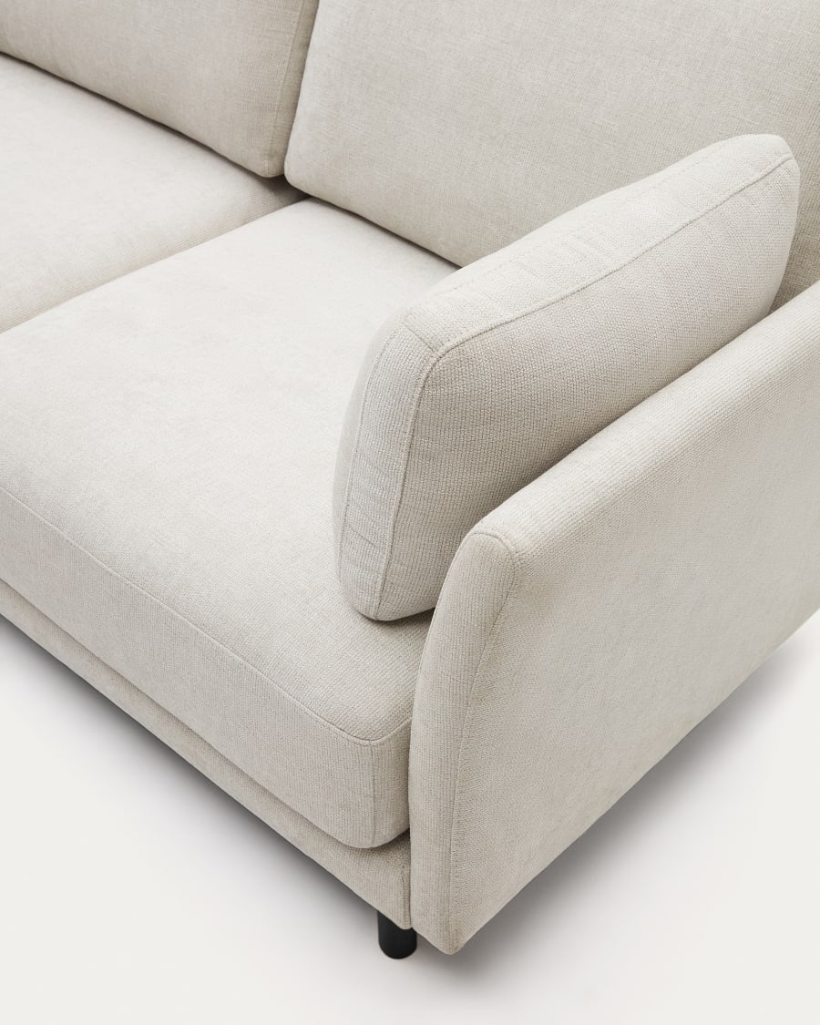 Gilma 3 seater sofa w/ right/left-hand chaise longue, chenille pearl with black legs, 260 cm