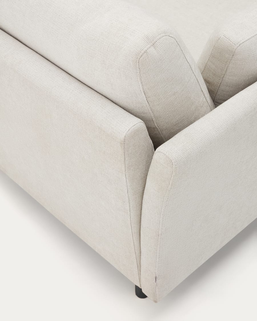 Gilma 3 seater sofa w/ right/left-hand chaise longue, chenille pearl with black legs, 260 cm